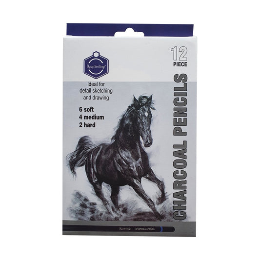 KEEP SMILING CHARCOAL PENCIL SET 12 INCLUDING SOFT | MEDIUM | HARD