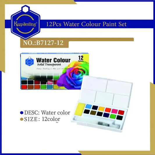 KEEP SMILING WATER COLOUR SOLID TRANSPARENT 12 COLOURS