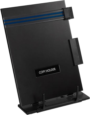 Copy Holder Easel - Portable Document Holder Reading Stand - Adjustable Steel Computer Paper Holder Typing Stand with Removable Clip & Line Guide, Fits Letter-Size Sheets, 9 x 12.5 x 6 Inches