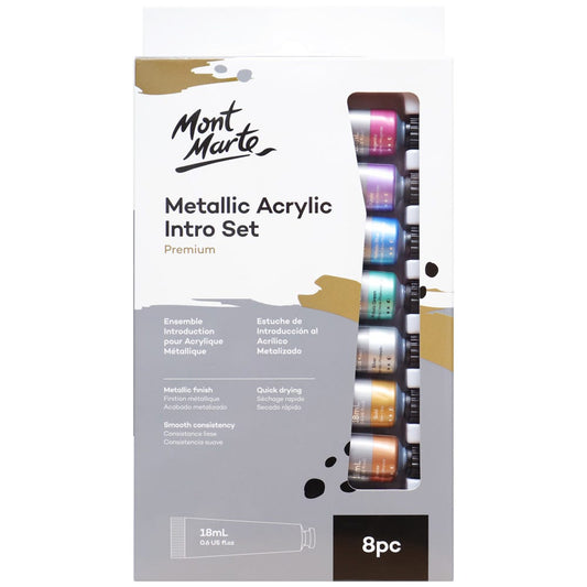 Mont Marte Metallic Acrylic Paint Intro Set Premium 8pc x 18ml