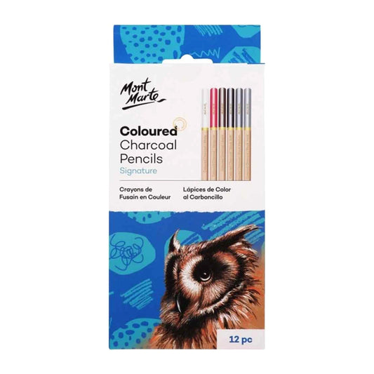 MONT MARTE COLOURED CHARCOAL PENCILS SIGNATURE 12 PCS