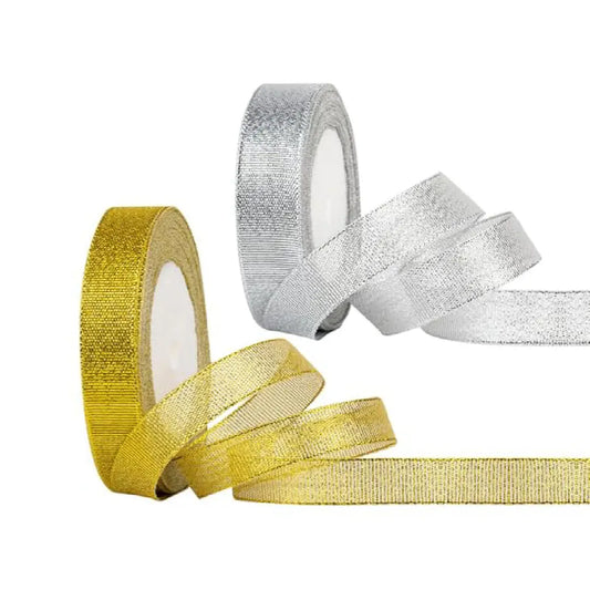 Shiny Glitter Ribbon β 1 Inch (Golden & Silver)