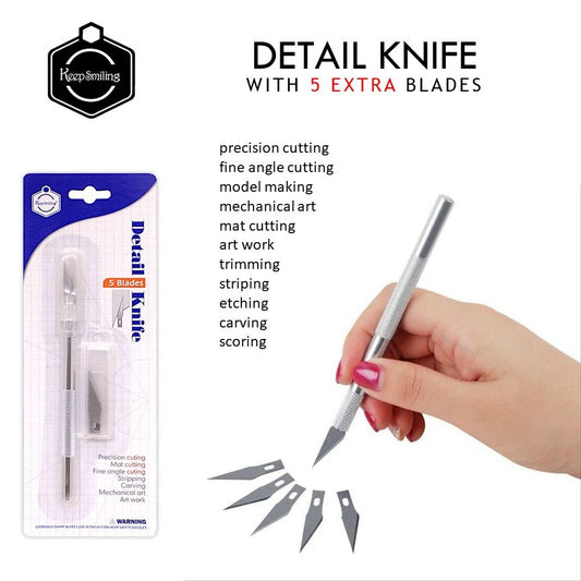 KEEP SMILING DETAIL KNIFE CUTTER WITH 5 BLADES