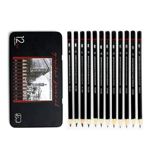Ulson Graded Black Lead Pencils Tin Sketch And Drawing TIN OF 12
