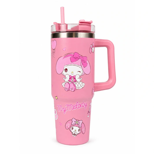 My Melody Insulated Stainless Steel Tumbler with Handle & Straw | Reusable Travel Mug 1000ML