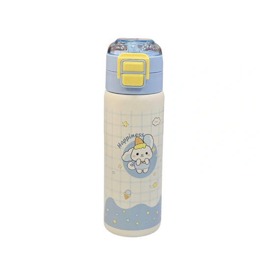 Cute Cartoon Dual Sipping Water Bottle with Straw & Direct Spout – Insulated Stainless Steel Kids Thermos Flask