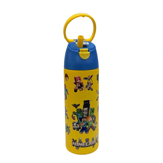 Minecraft Kids Water Bottle with Straw & Carrying Loop – Leakproof School Drink Bottle