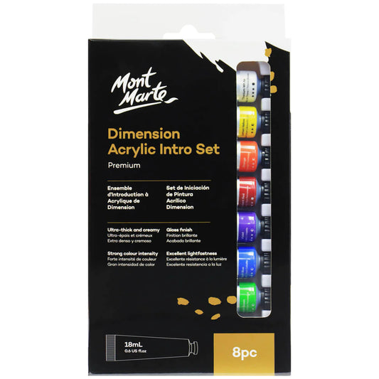 MONT MARTE Dimension Acrylic Paint Intro Set Premium 8pc x 18ml (0.6 US fl.oz)