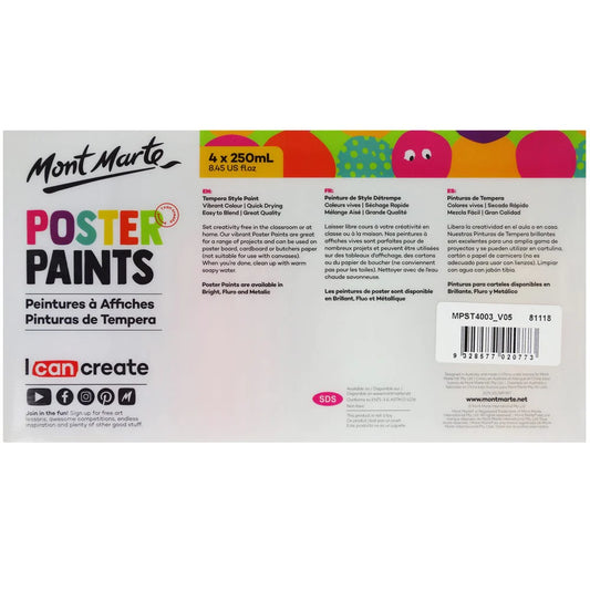 MONT MARTE Poster Paint 250ml 4pc - Metallic