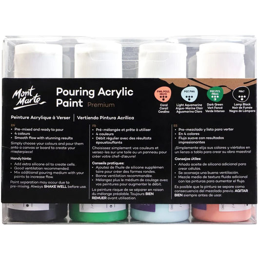 MONT MARTE Pouring Acrylic Paint Set Premium 4pc x 60ml - Rainforest