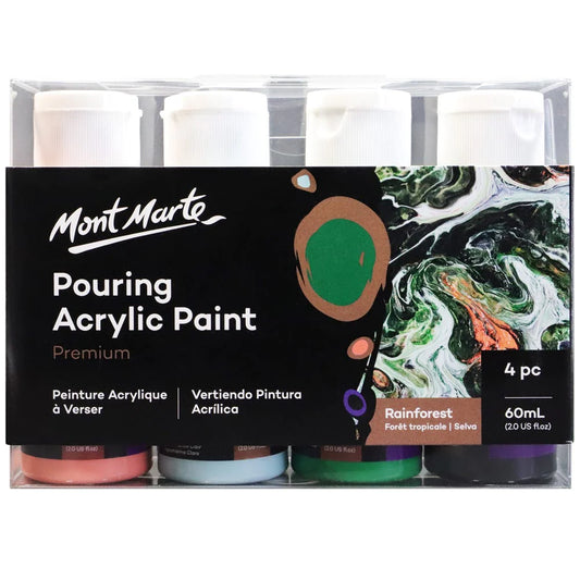 MONT MARTE Pouring Acrylic Paint Set Premium 4pc x 60ml - Rainforest
