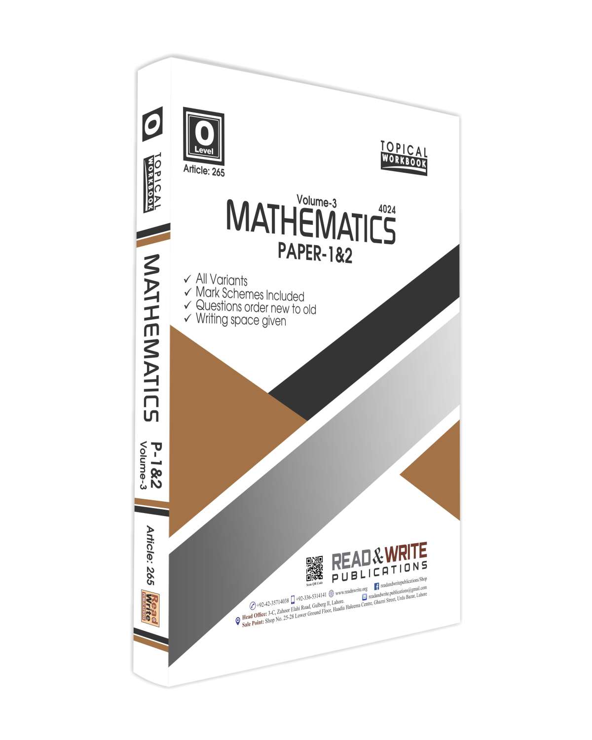 Mathematics O Level Volume 3 Paper 1 & 2 Topical Art 265 Price in Pakistan