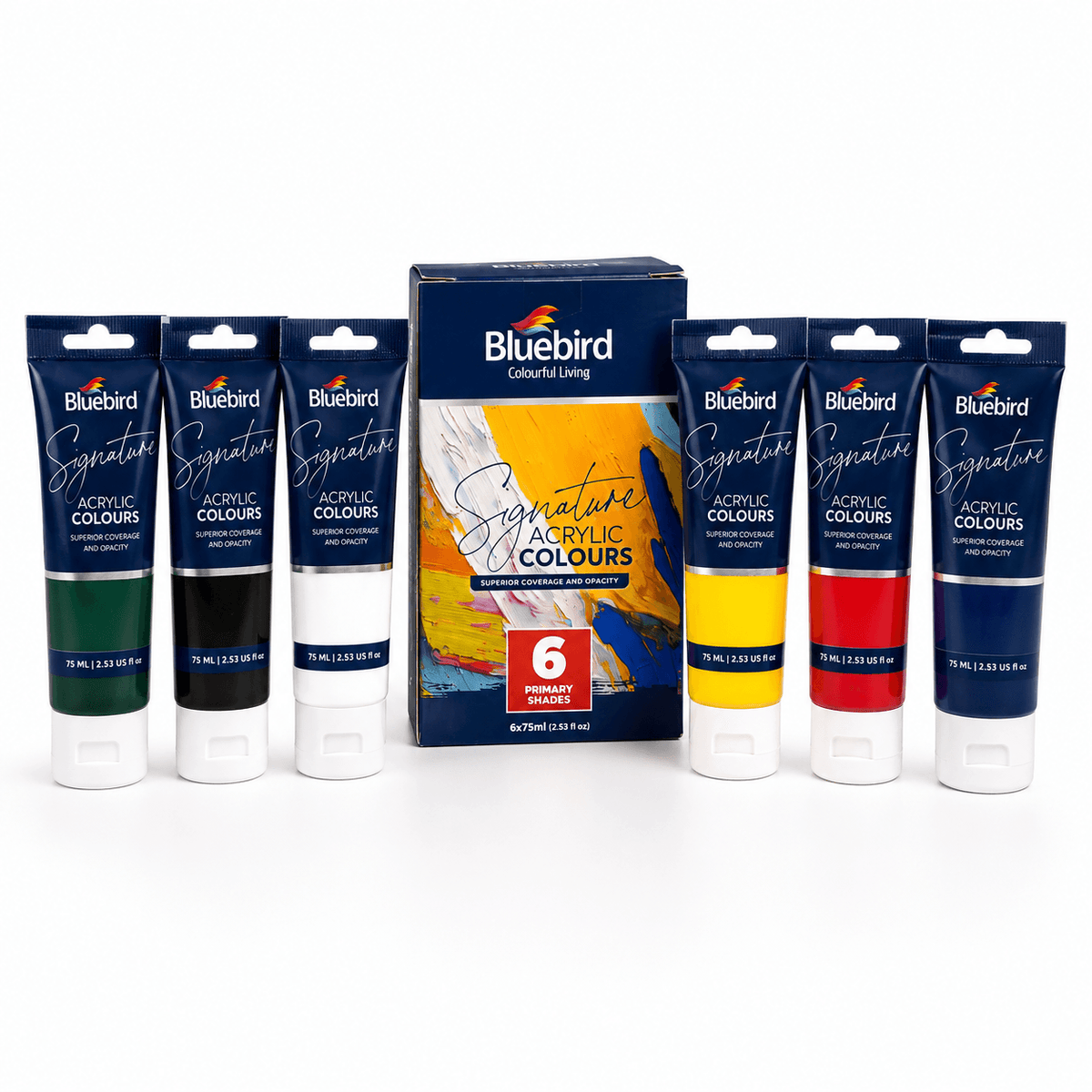 Bluebird Signature Acrylic Colours – Set of 6 Primary