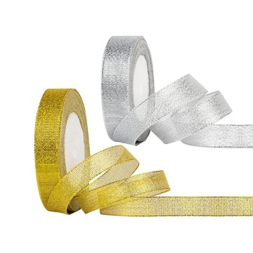 Shiny Glitter Ribbon — 1 Inch (Golden & Silver)