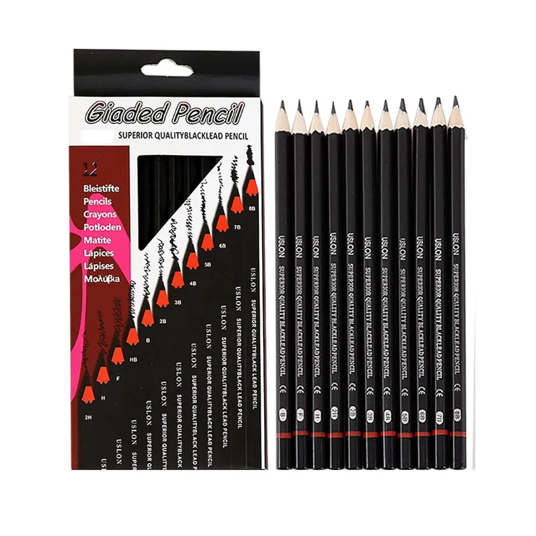 Giaded Pencil — Superior Quality Black Lead Pencil Set (12 Pcs)