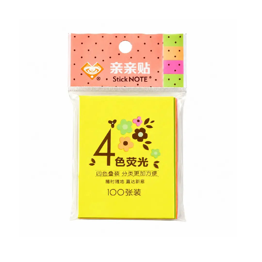 Neon 4-Colour Sticky Notes — 100 Sheets