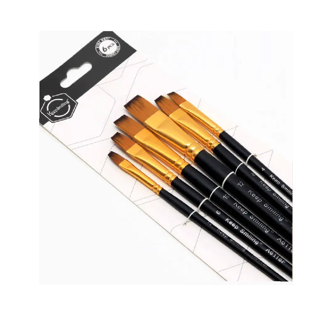 Keep Smiling Flat Artist Brush Set of 6