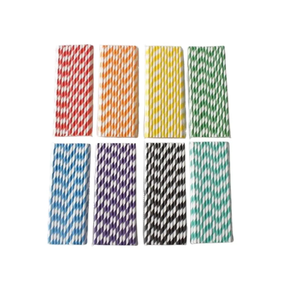 Multi-Colours Striped Paper Straws Pack