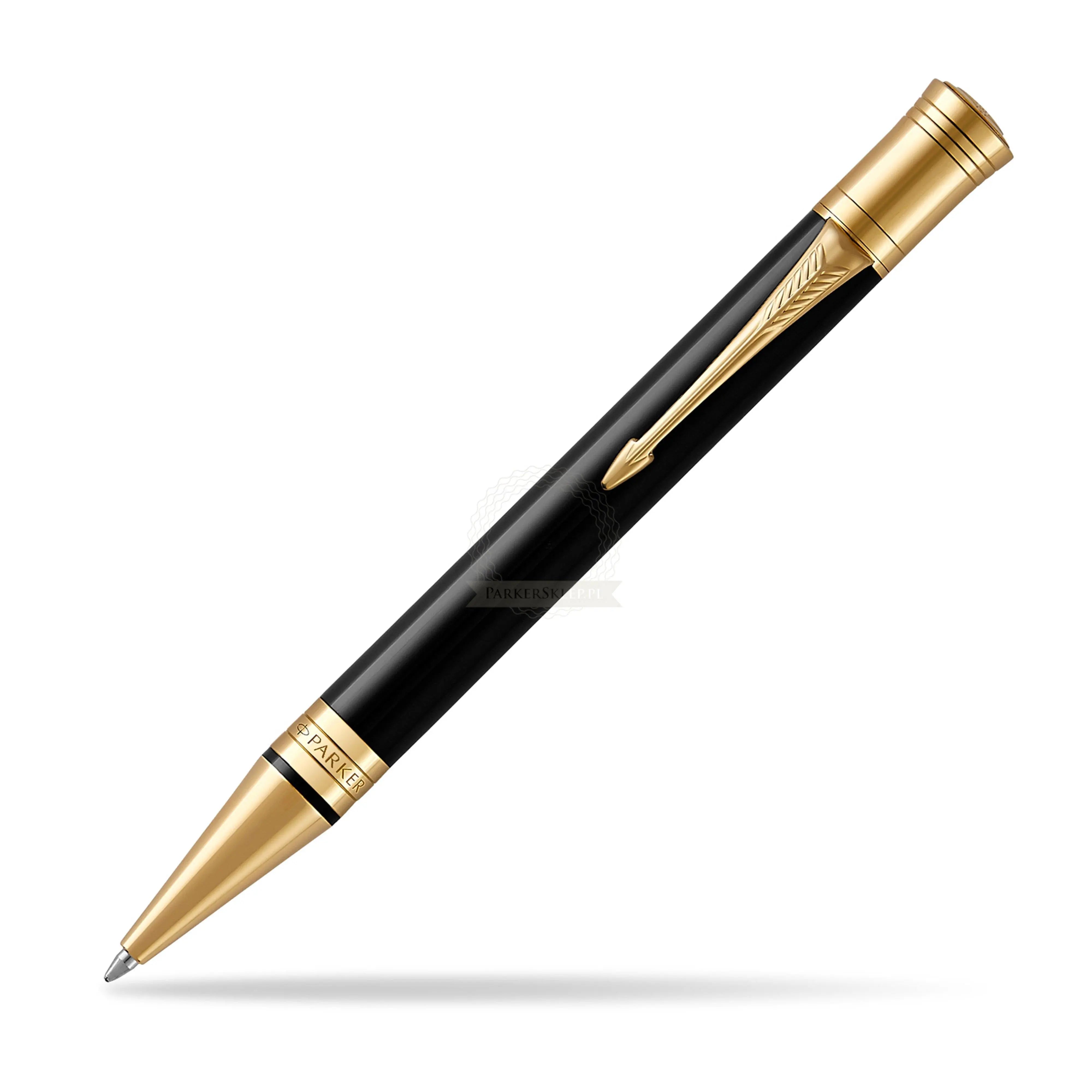 PARKER 1931382 Duofold Classic Black GT Fountain Pen, Medium Point, 18K Gold Nib, Gift Boxed