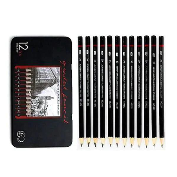 Ulson Graded Black Lead Pencils Tin Sketch And Drawing TIN OF 12