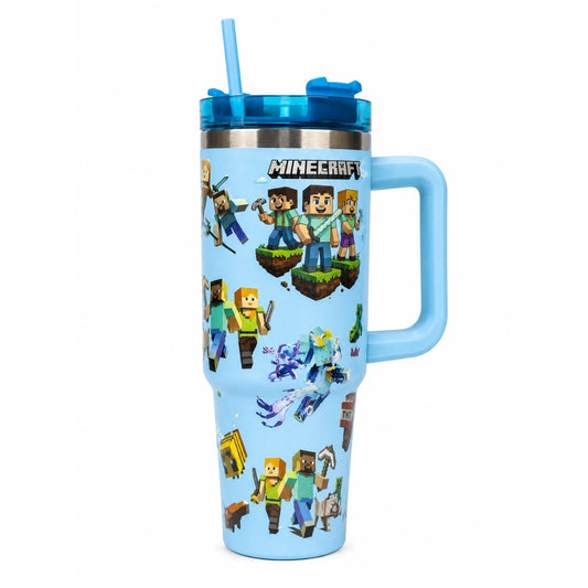 Minecraft Insulated Stainless Steel Tumbler with Handle & Straw 1000 ML| Reusable Travel Mug