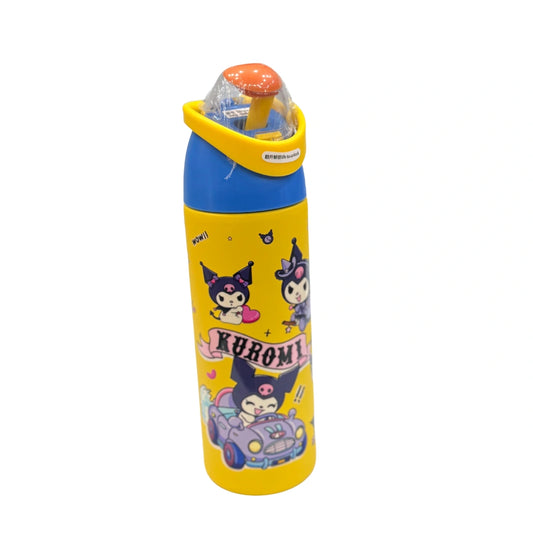 Kuromi Kids Water Bottle with Straw & Carrying Loop – Leakproof School Drink Bottle