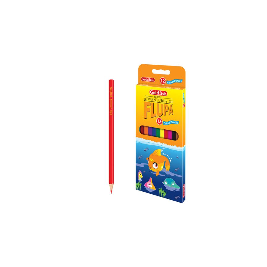 Goldfish Flupa Colour Pencils Pack Of 12 Full size And Small Size