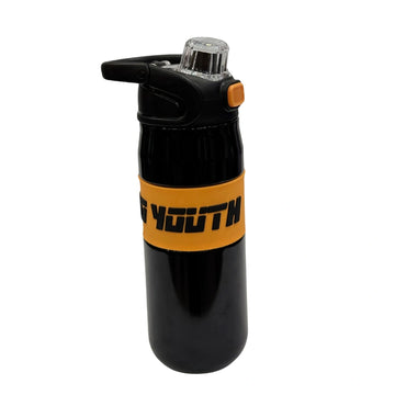 BIG YOUTH Stainless Steel Sports Water Bottle with Silicone Grip Sleeve & One-Touch Flip Lid