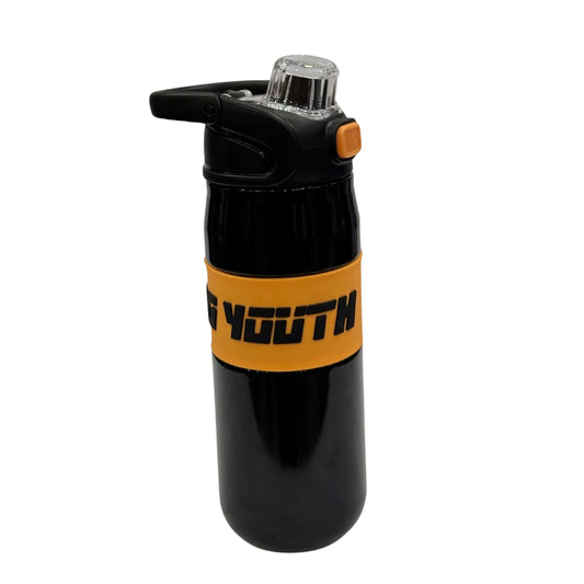 BIG YOUTH Stainless Steel Sports Water Bottle with Silicone Grip Sleeve & One-Touch Flip Lid