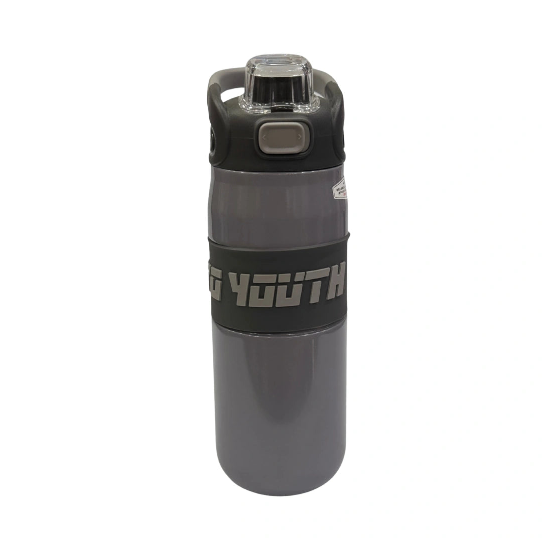 BIG YOUTH Stainless Steel Sports Water Bottle with Silicone Grip Sleeve & One-Touch Flip Lid