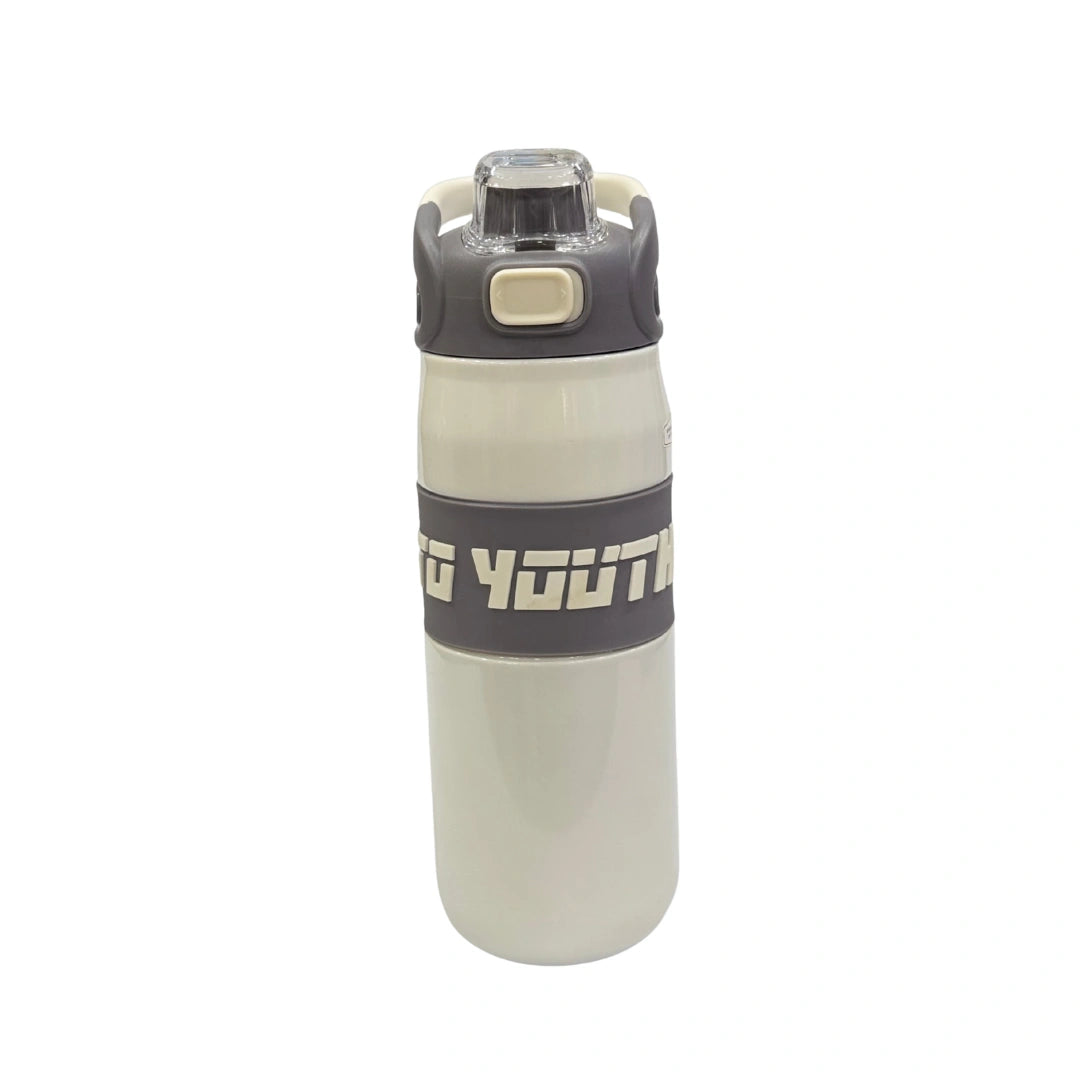 BIG YOUTH Stainless Steel Sports Water Bottle with Silicone Grip Sleeve & One-Touch Flip Lid