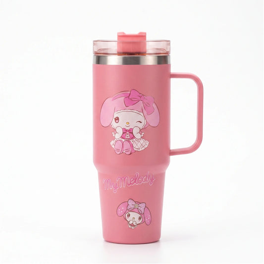 Bottle Pm-933 My Melody Insulated Tumbler with Handle – Stainless Steel Travel Mug with Straw Lid