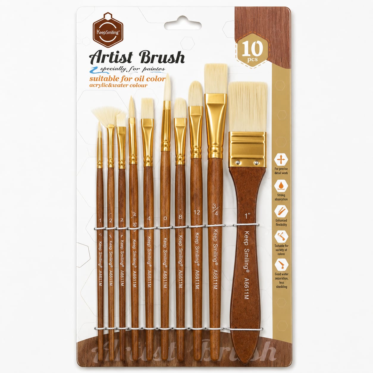 Keep Smiling Artist Brush Set of 10