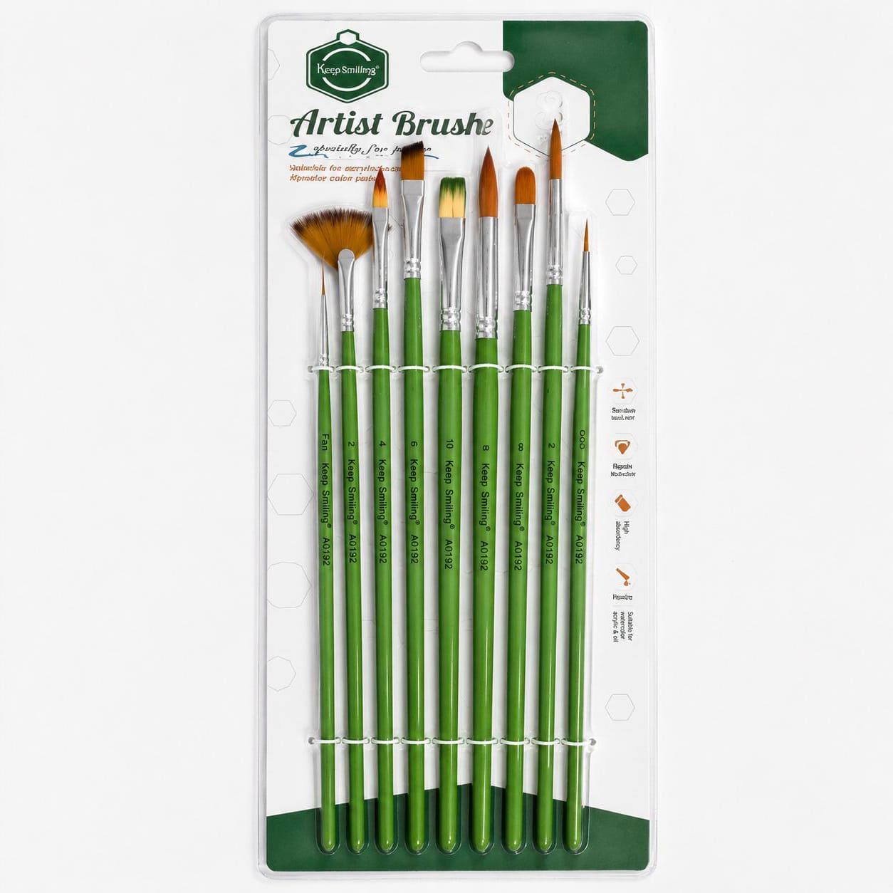 Keep Smiling Artist Brush Set of 8