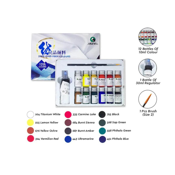MARIES DOPE DYED FIBER COLOURS 12 COLOURS