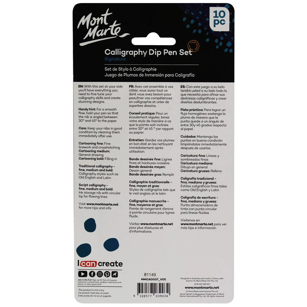 MONT MARTE CALLIGRAPHY DIP PEN SET SIGNATURE PACK OF 10 PCS