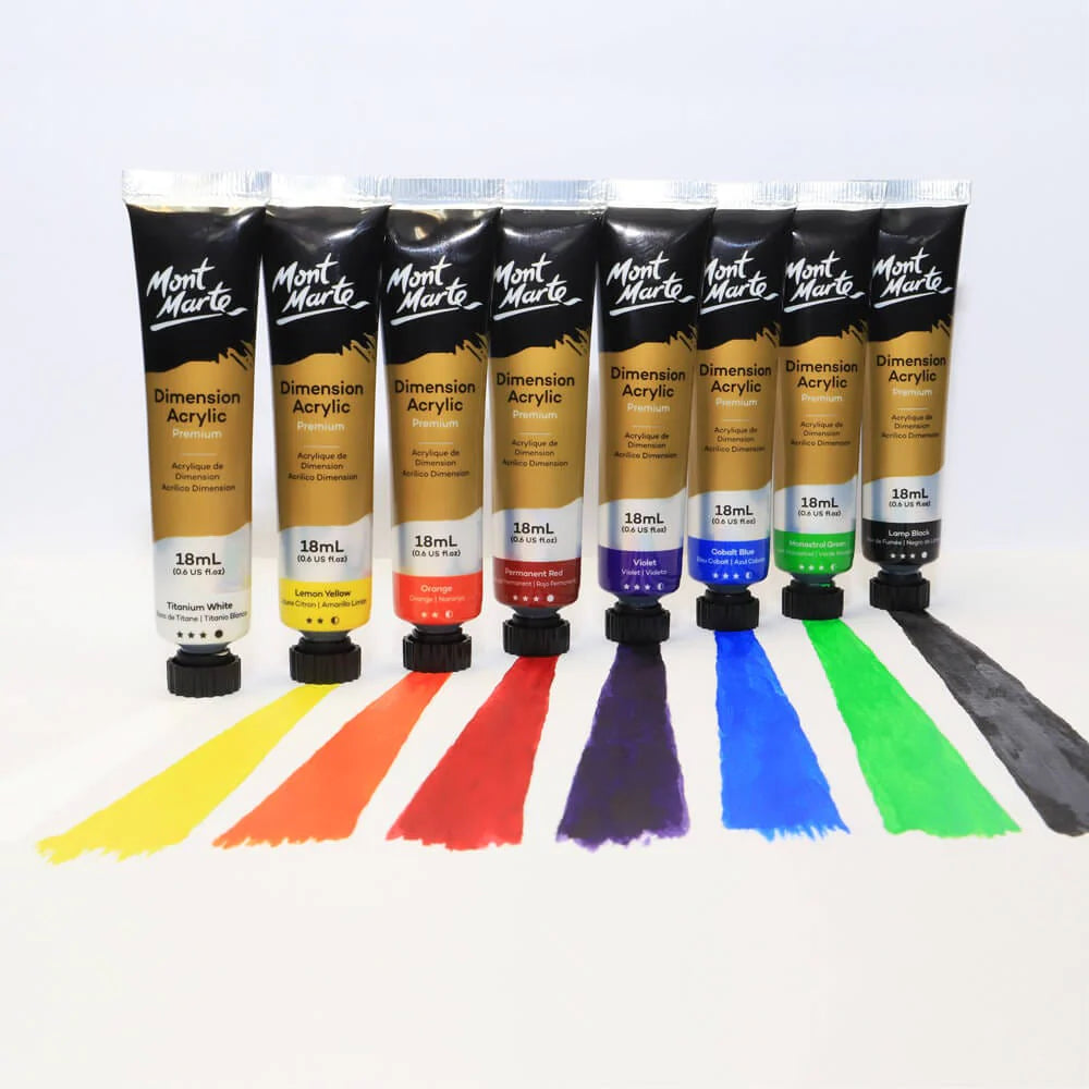 MONT MARTE Dimension Acrylic Paint Intro Set Premium 8pc x 18ml (0.6 US fl.oz)