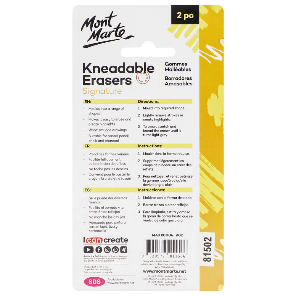 MONT MARTE KNEADABLE ERASER 2 PCS