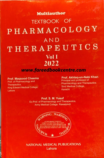 Multiauthor Textbook Of Pharmacology  And Therapeutics Vol 1